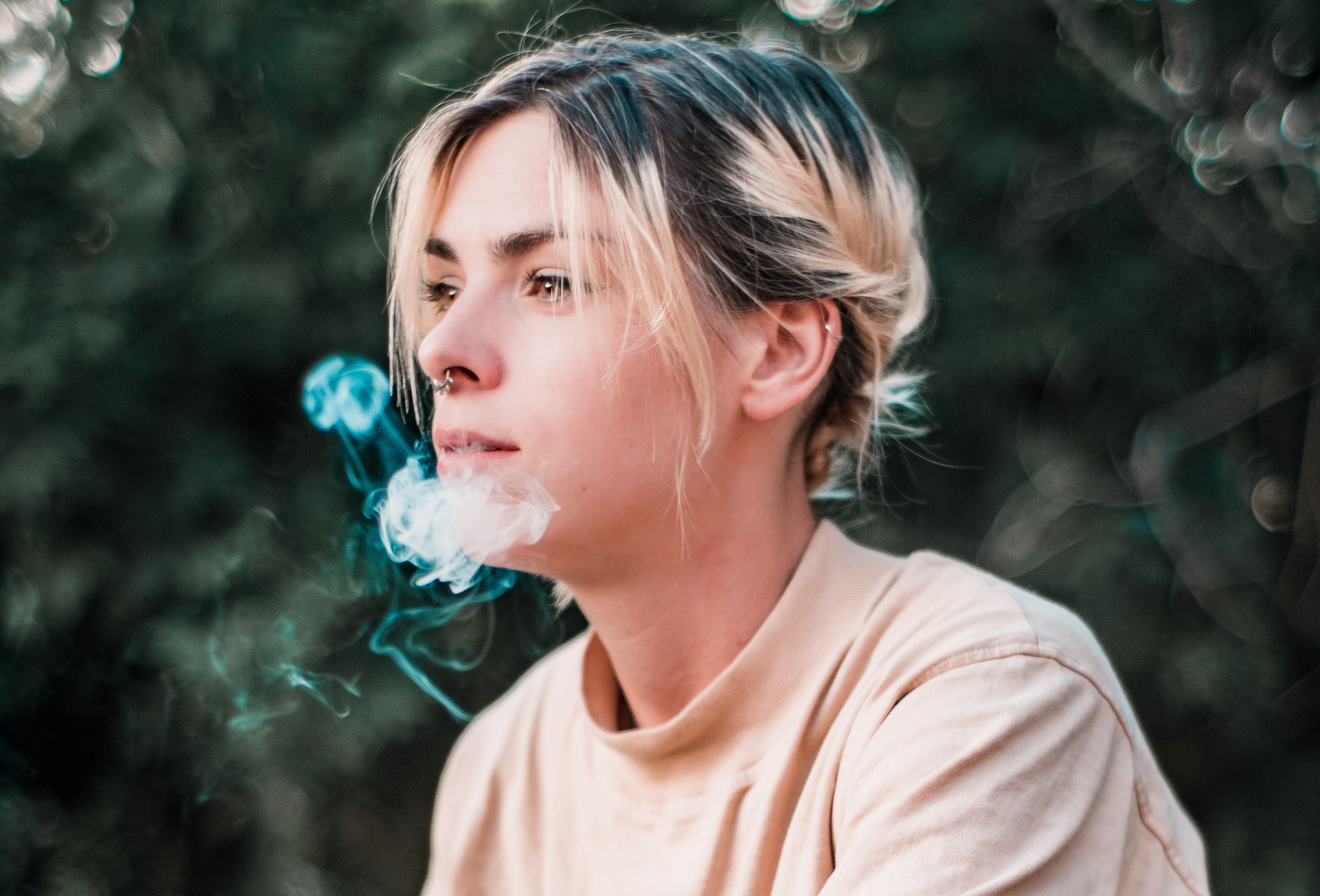 young woman smoking