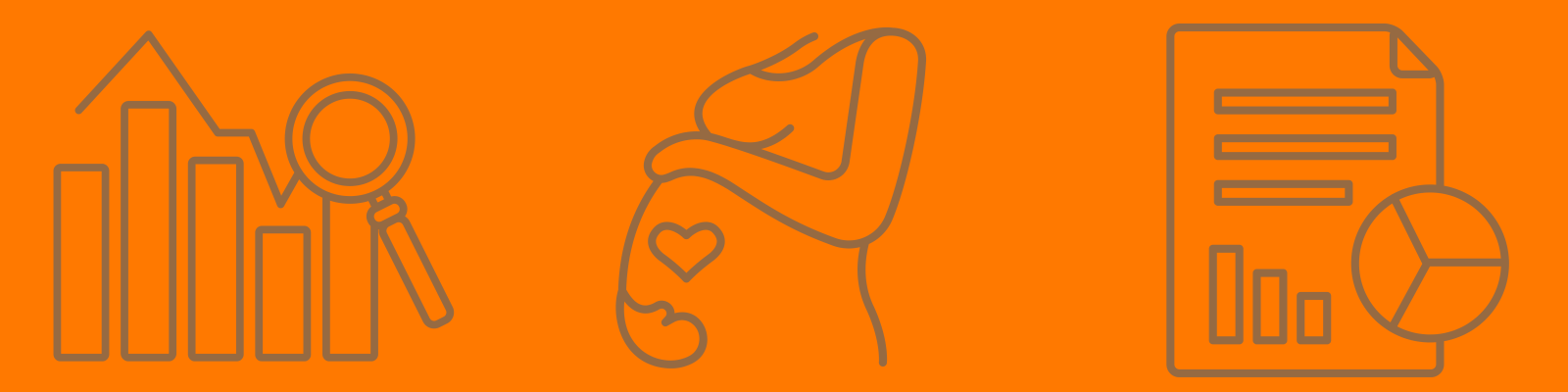 graph icon, pregnancy icon, magnifying glass icon