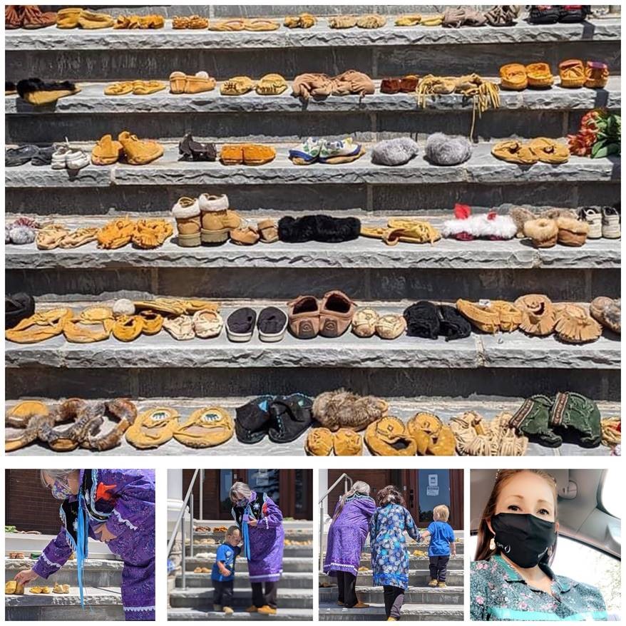 215 pairs of shoes and moccasins placed at the Brantford 'Mush Hole'