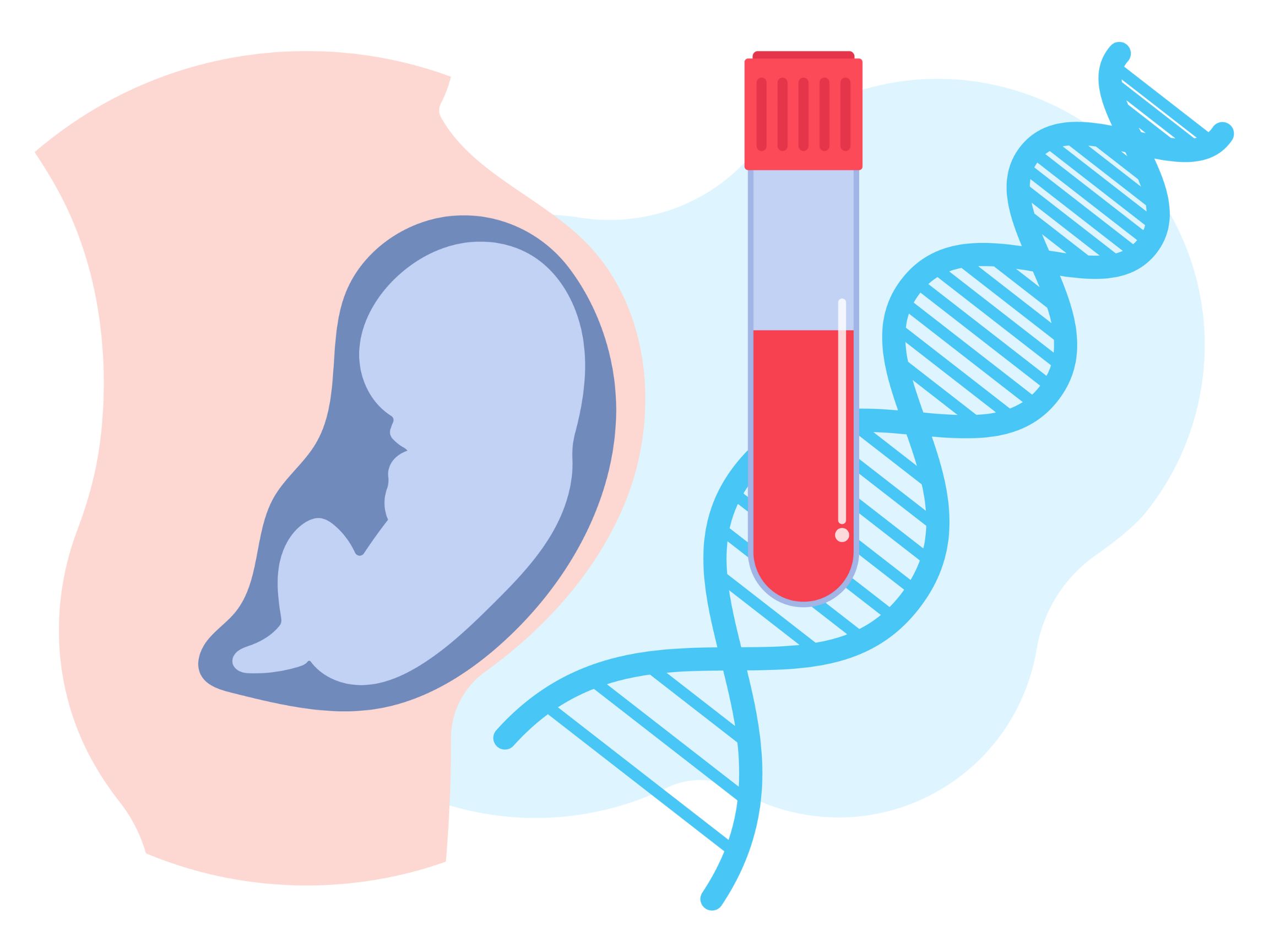 ultrasound, test tube and DNA visual