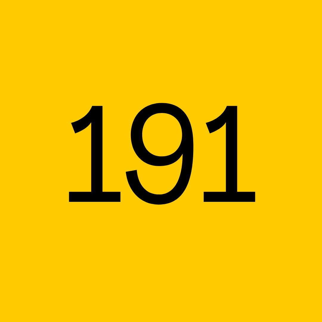 the number 191 in a yellow box