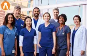 group of clinicians in scrubs